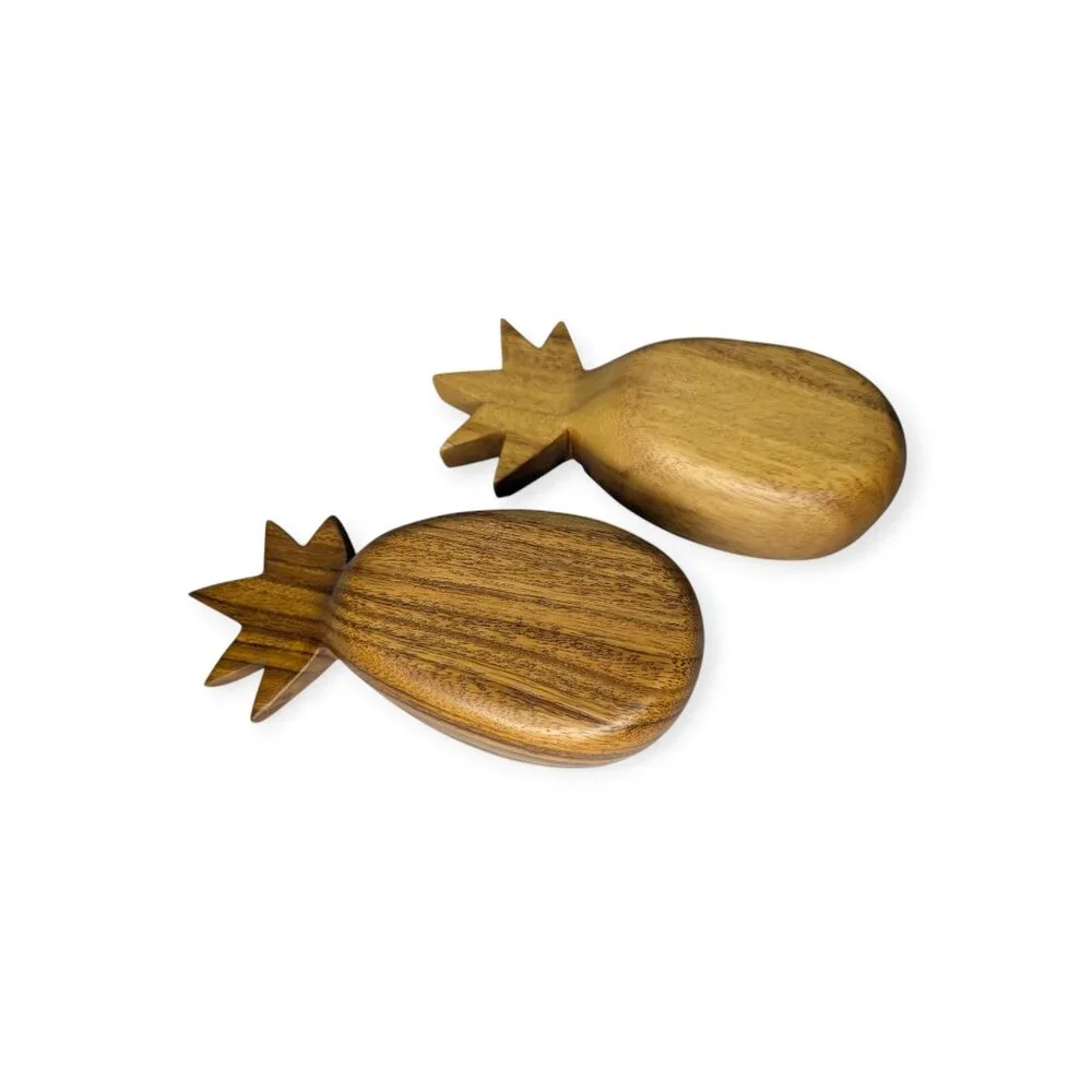Vintage Monkey Pod Wood Carved Pineapple Shaped Wooden Bowls/Dishes Set …